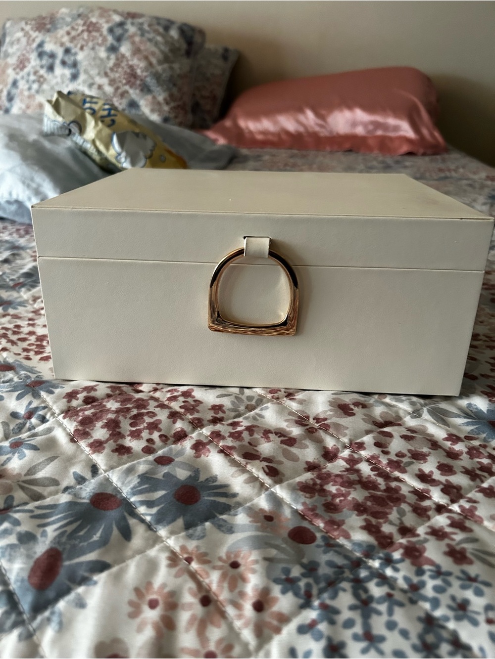 Amazon Cream Jewelry Case with Gold Ring Clasp